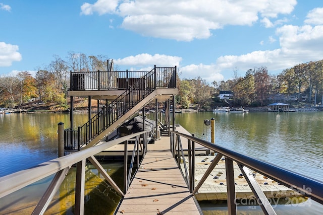 dock area featuring a water view