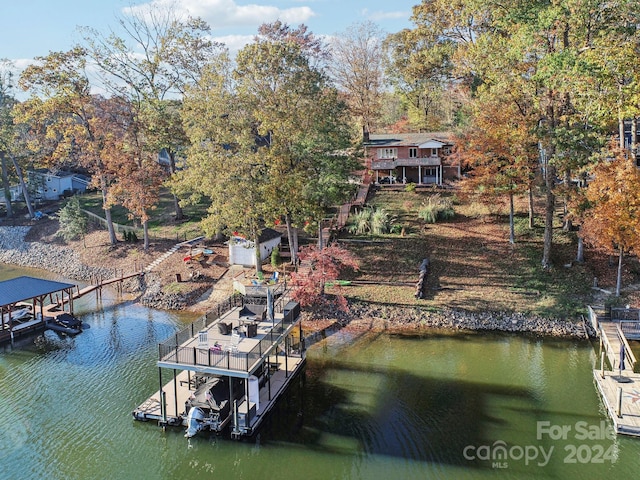 view of dock featuring a water view