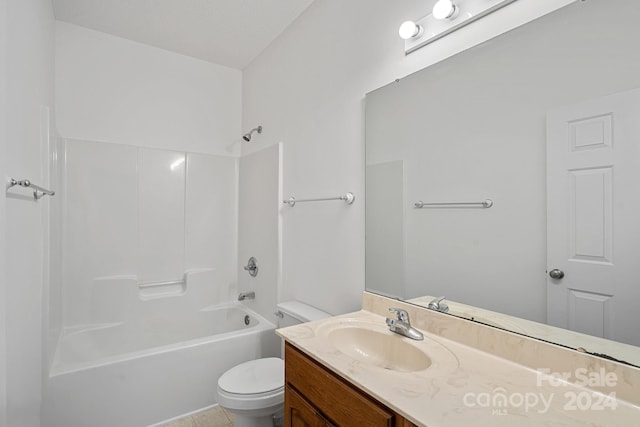 full bathroom featuring vanity, toilet, and shower / washtub combination