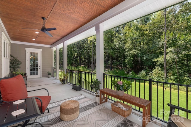 view of patio / terrace featuring a ceiling fan