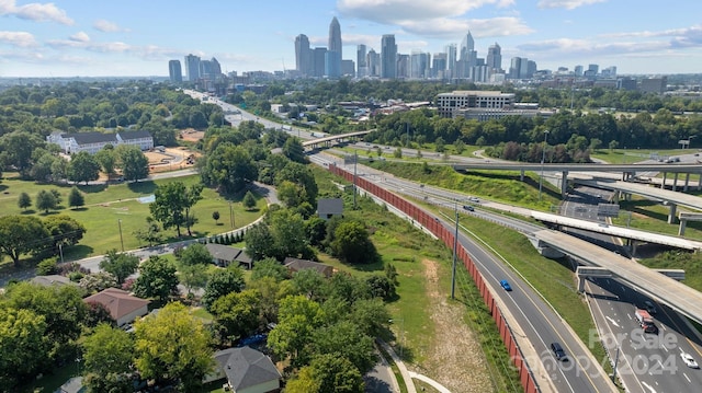 drone / aerial view with a view of city