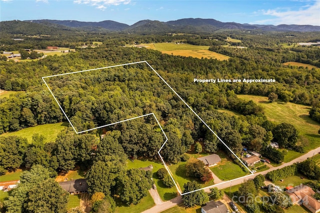 bird's eye view with a mountain view