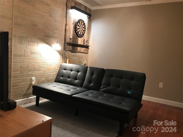 living area featuring dark wood-type flooring