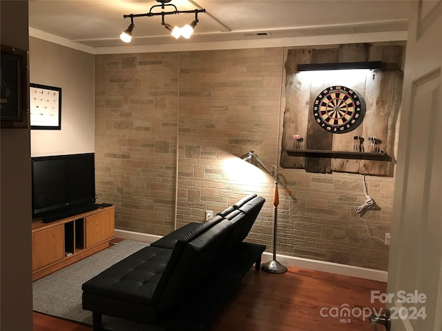 living room with hardwood / wood-style flooring