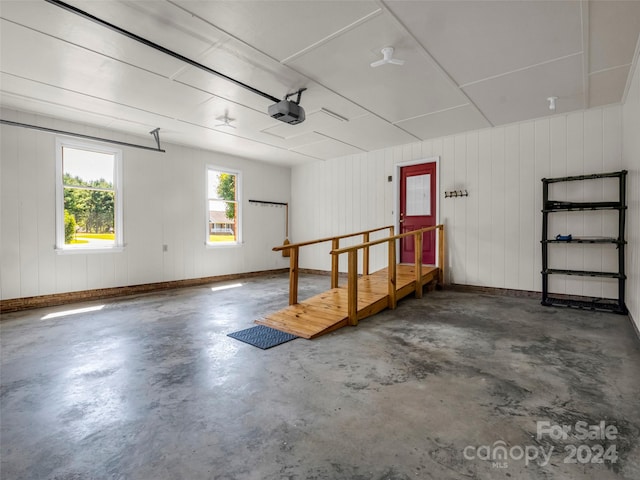 garage with a garage door opener