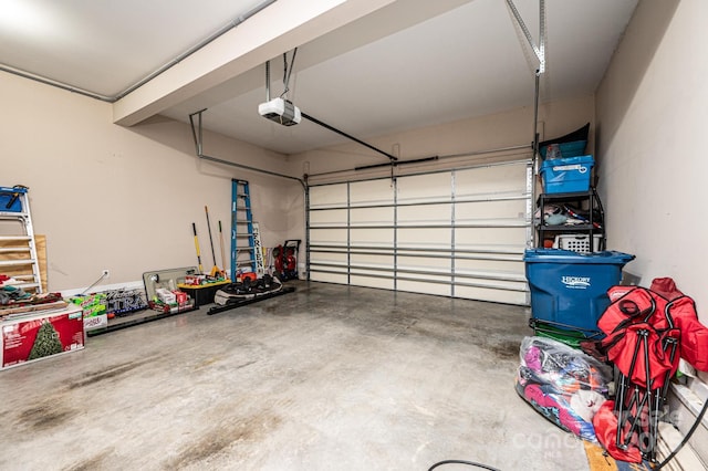 garage with a garage door opener