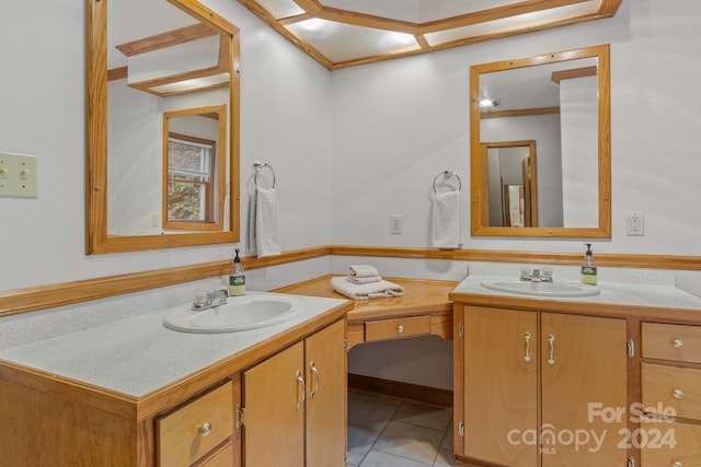 bathroom with vanity and tile patterned floors