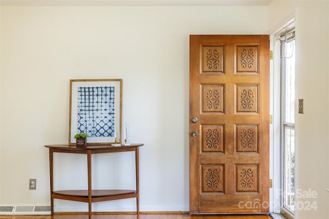 interior space with hardwood / wood-style floors