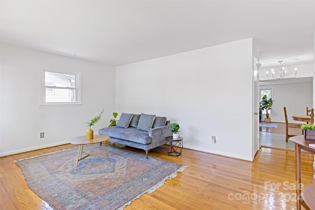 living area featuring light hardwood / wood-style flooring