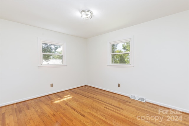 empty room featuring plenty of natural light and light hardwood / wood-style flooring