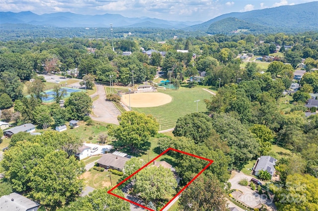 aerial view featuring a mountain view