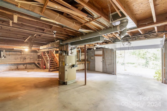 basement with heating unit