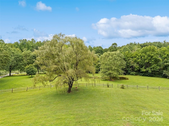 view of yard with fence and a rural view