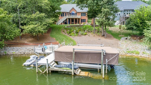 view of dock featuring a water view