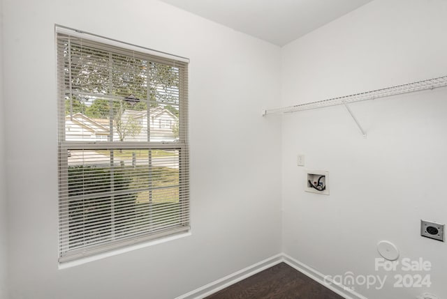 laundry room featuring washer hookup, dark hardwood / wood-style floors, and hookup for an electric dryer