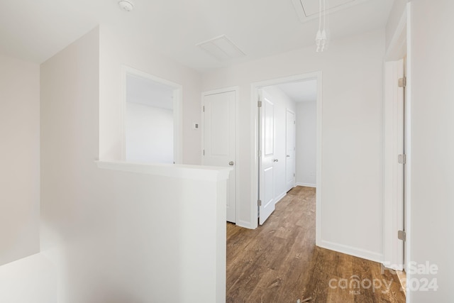 hallway featuring dark hardwood / wood-style flooring