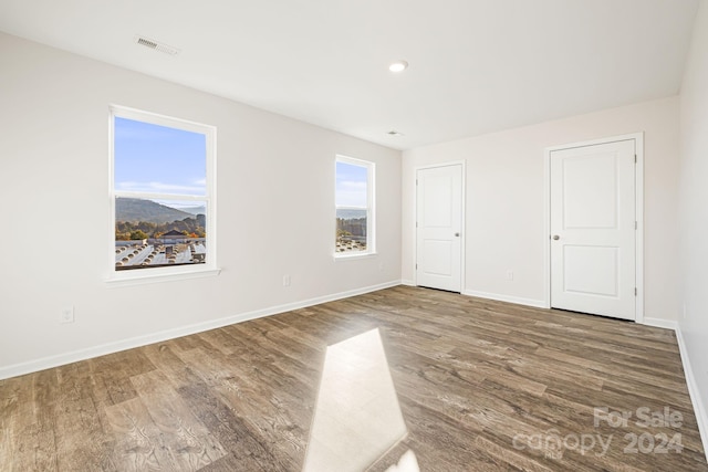 unfurnished room with wood-type flooring