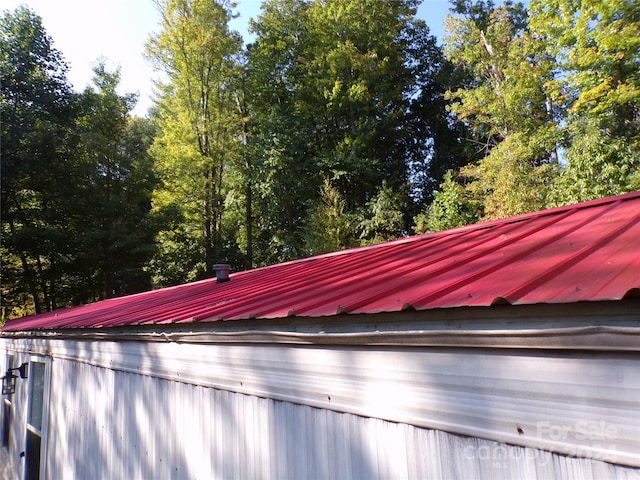 exterior details featuring metal roof