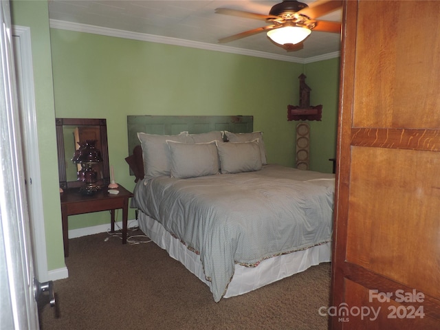 1555 Soco Rd Unit 6, Maggie Valley, NC 28751 - carpeted bedroom featuring crown molding and a ceiling fan