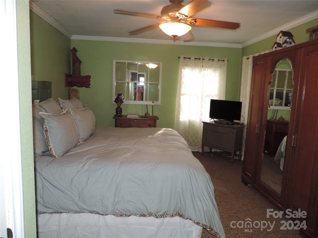 1555 Soco Rd Unit 6, Maggie Valley, NC 28751 - carpeted bedroom with ornamental molding, ceiling fan, and a closet