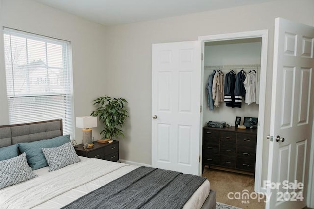 carpeted bedroom featuring a closet