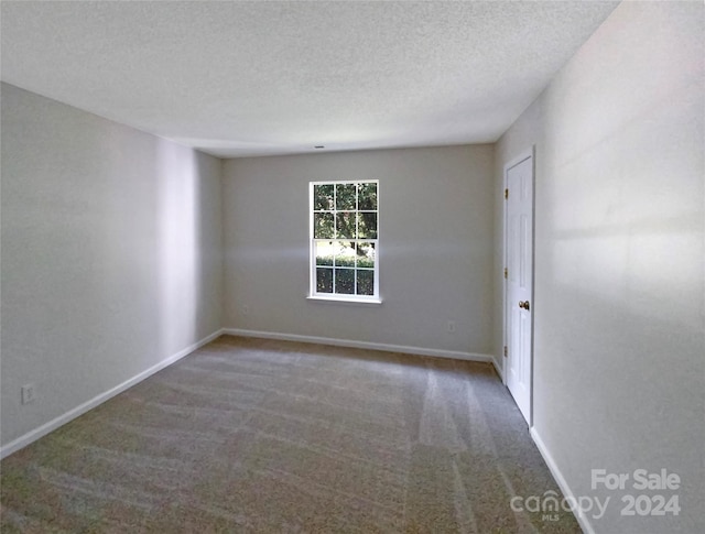 carpeted spare room featuring a textured ceiling