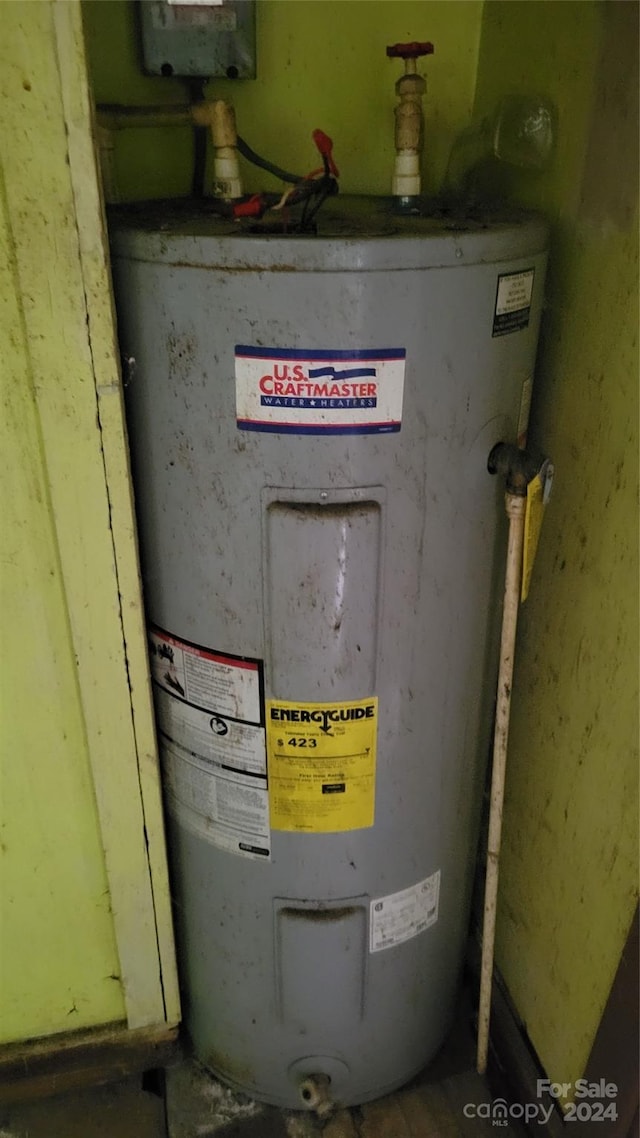 utility room with water heater