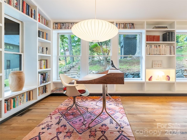 living area featuring hardwood / wood-style floors