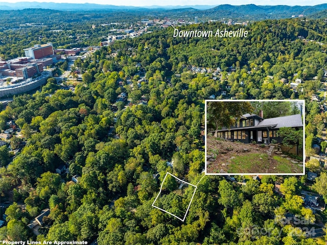 aerial view featuring a mountain view