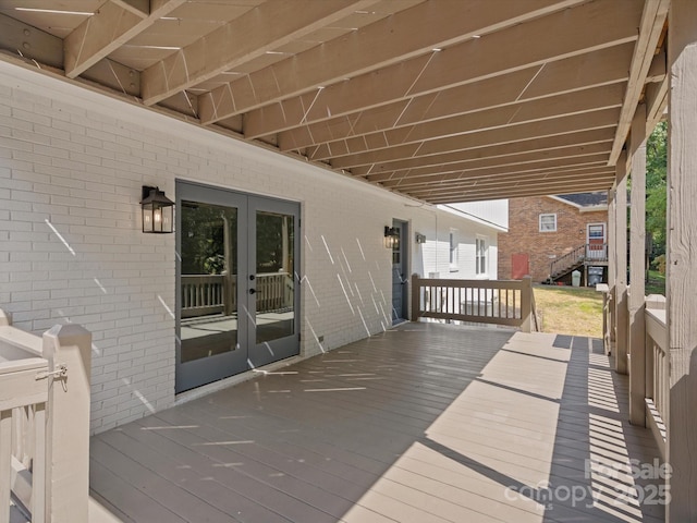 deck featuring french doors