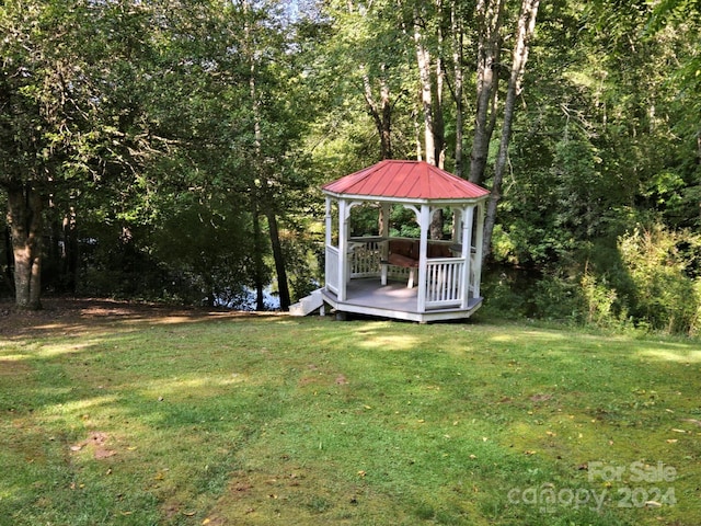 view of yard with a gazebo