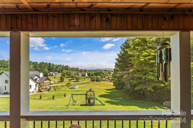 view of yard featuring a playground