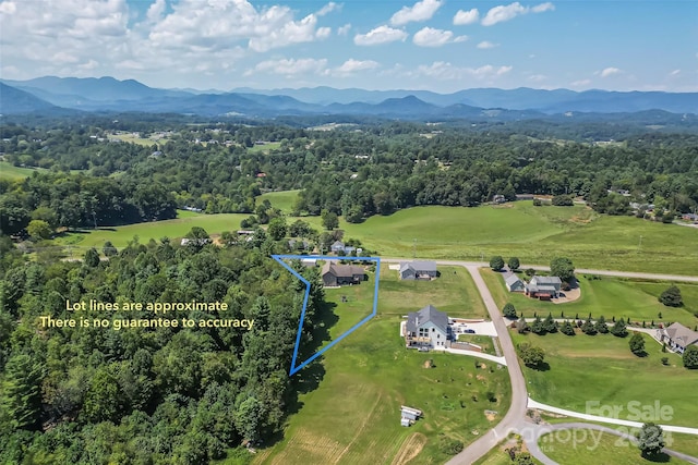 drone / aerial view featuring a mountain view