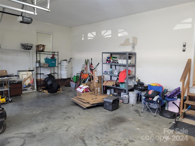 garage with a garage door opener