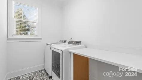 laundry area with independent washer and dryer