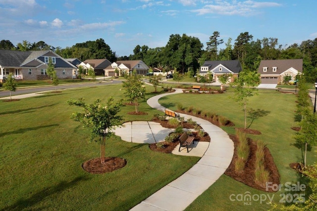 view of property's community featuring a residential view and a yard