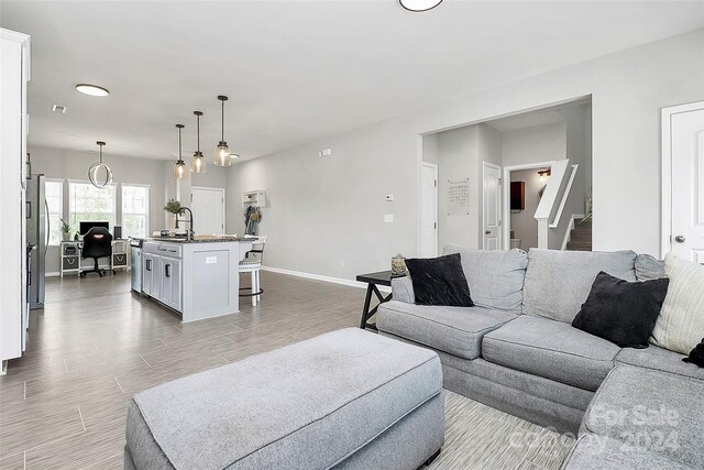 living room featuring light wood-type flooring