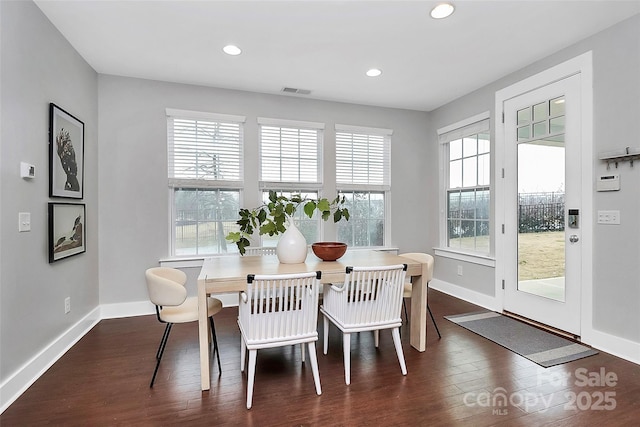 dining room featuring dark wood-type flooring