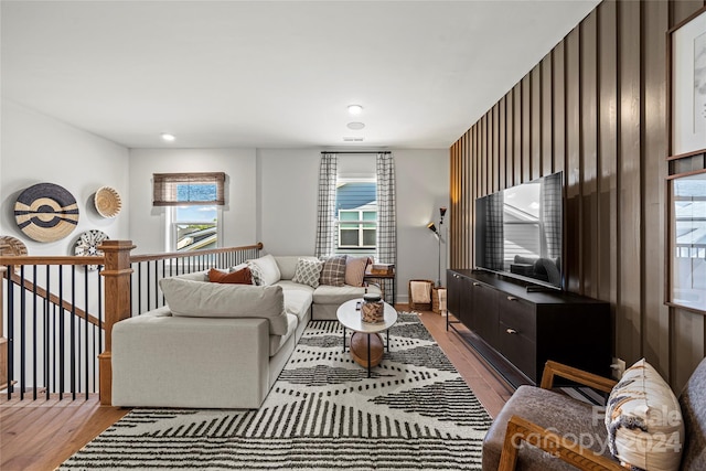 living room featuring light hardwood / wood-style flooring