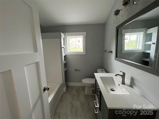 71 Crossings Cir, Fairview, NC 28730 - full bathroom with vanity, plenty of natural light, and marble finish floors