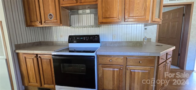 kitchen featuring hardwood / wood-style floors and electric stove