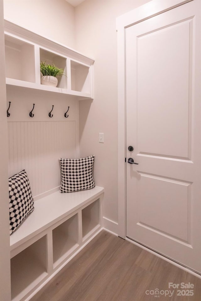 mudroom featuring hardwood / wood-style floors