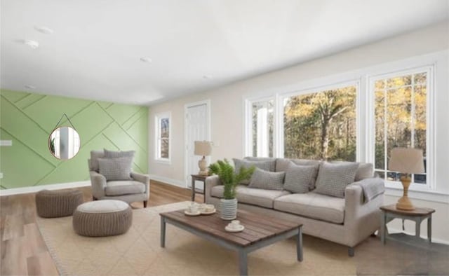 living room with hardwood / wood-style floors