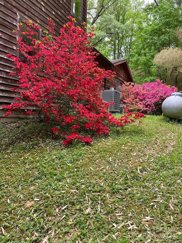 view of yard featuring central AC unit