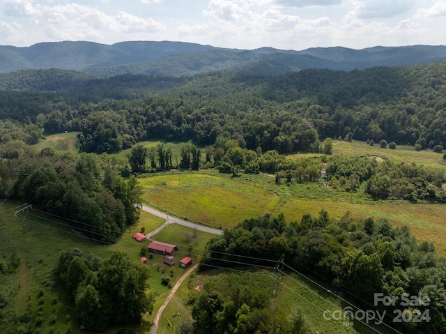 birds eye view of property with a mountain view