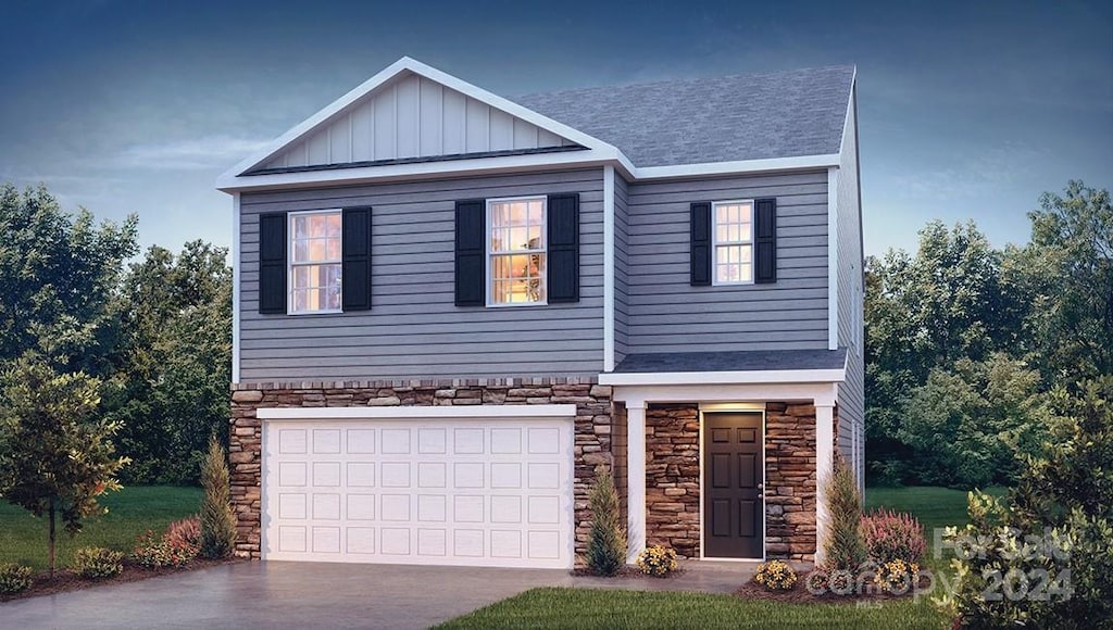 view of front facade featuring a garage