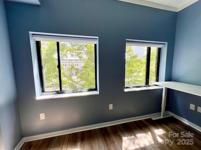 spare room featuring hardwood / wood-style flooring