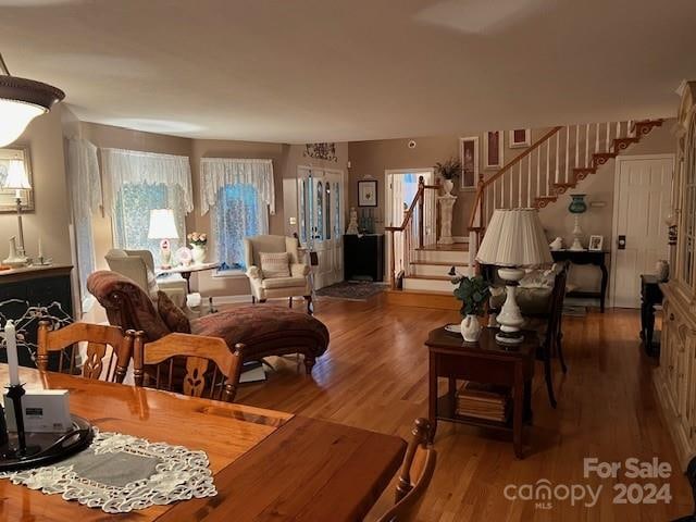 living room with hardwood / wood-style flooring