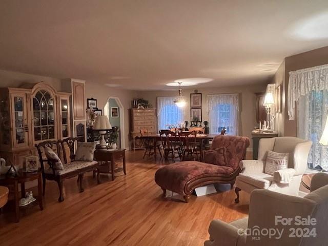 living room featuring light hardwood / wood-style flooring