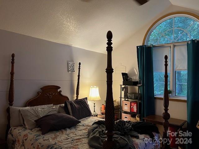 bedroom featuring vaulted ceiling